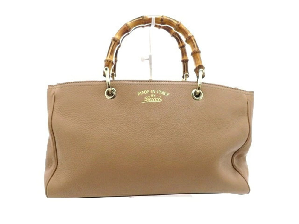 Gucci Bamboo Handbag Leather Beige Cream Anniversary Limited Edition